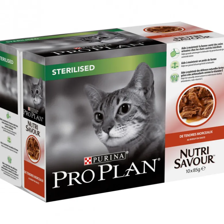 Aliment chats-sterilised boeuf sauce 10x85g - PURINA