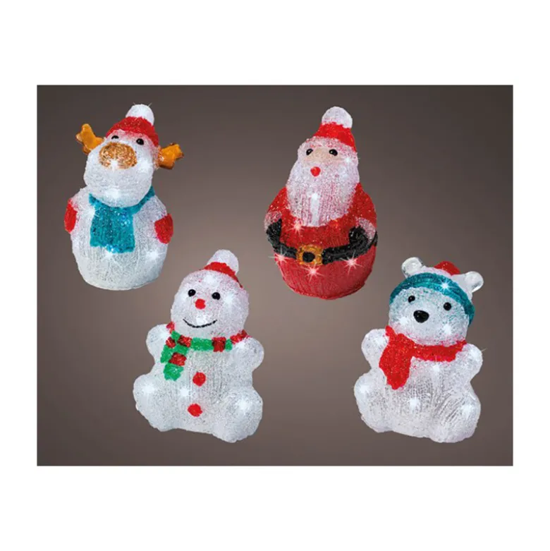 Bonhomme de neige lumineux 4ass. 16cm - LUMINEO