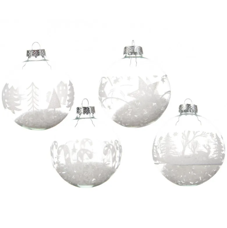Boule en verre déco neige ø8 argent - DECORIS
