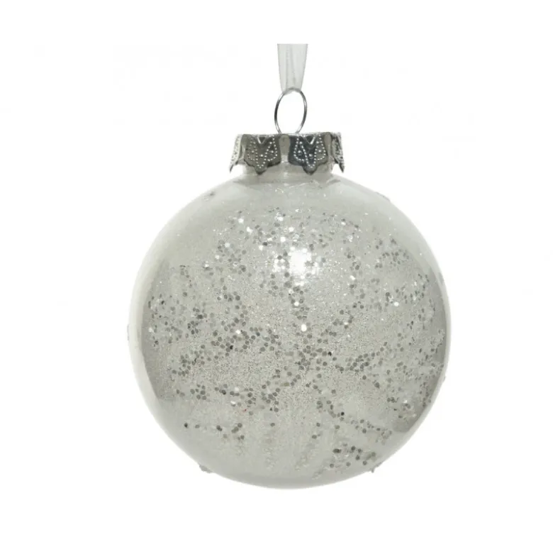 Boule flocon ø8 blanc - DECORIS