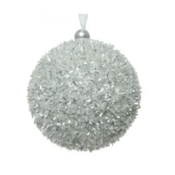 Boule mousse paillettes ø8 argent - DECORIS