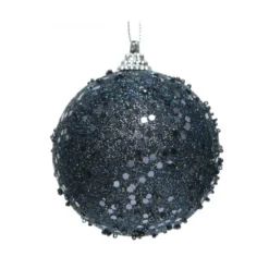 Boule mousse paillettes ø8 bleu nuit - DECORIS