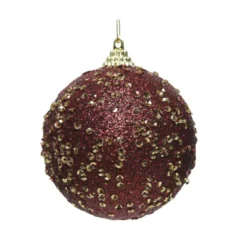 Boule mousse sequins ø8 bordeaux - DECORIS