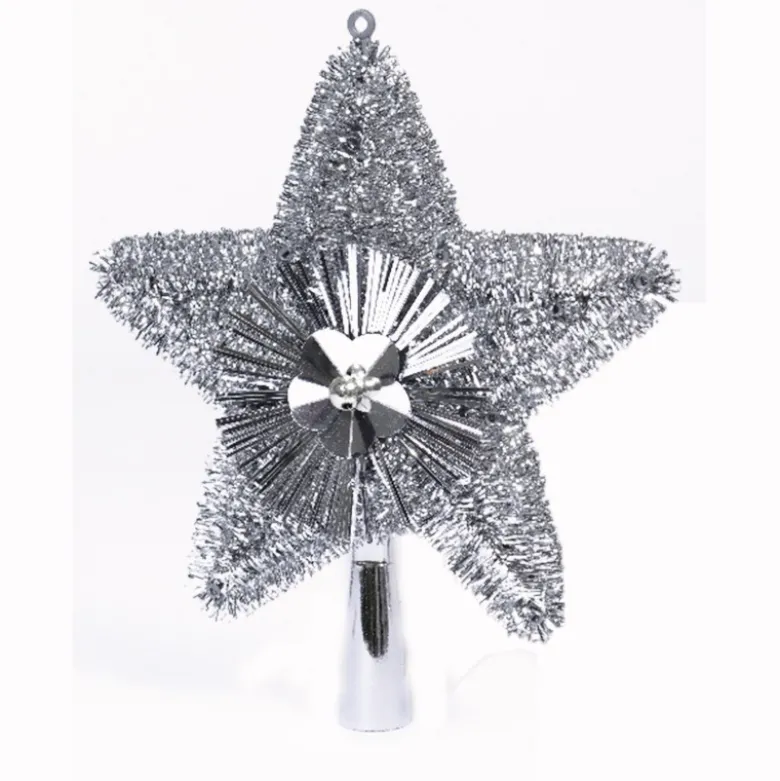 Cimier étoile lametta 23x21x2cm argent - DECORIS