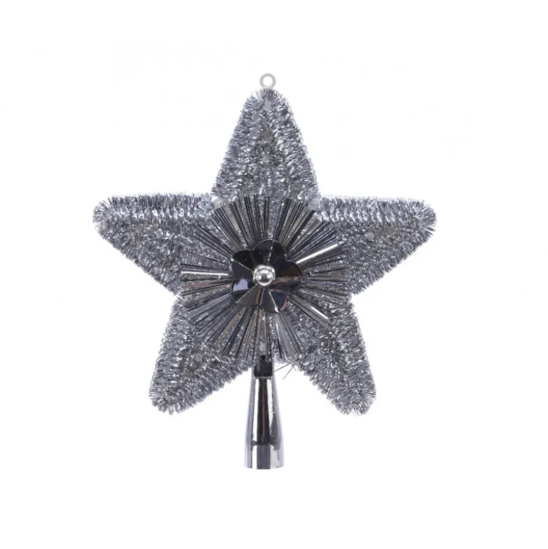 Cimier étoile lametta 23x21x2cm argent - DECORIS