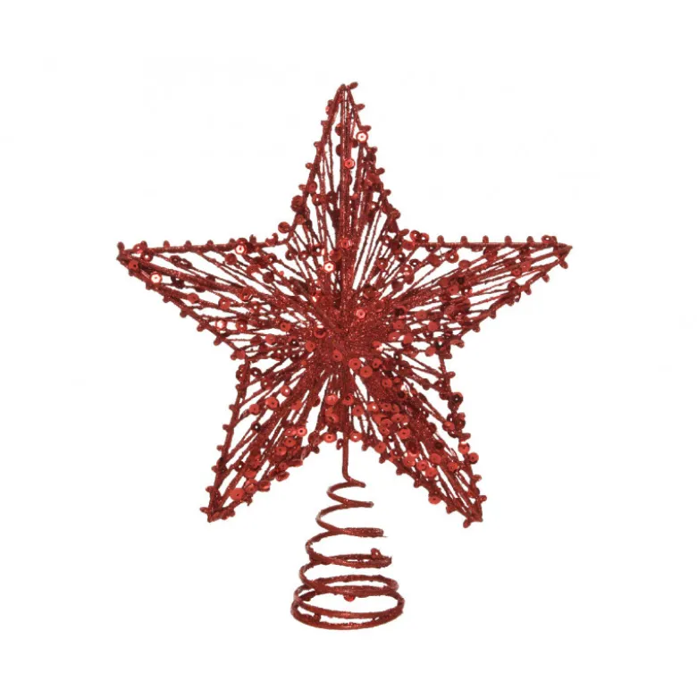 Cimier étoile métal paillettes 20x23 rouge - DECORIS