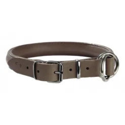 Collier bombé 33cm cuir taupe - CANIFRANCE