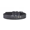 Collier cosmos paillette 20cm suède/cuir noir - CANIFRANCE