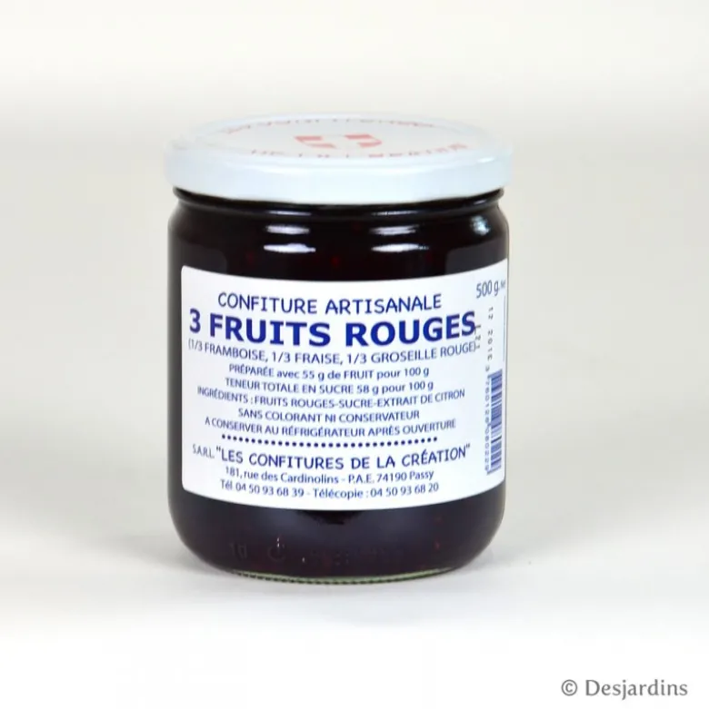 Confiture aux 3 fruits rouges - 500g