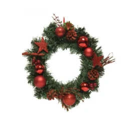 Couronne déco boule pomme de pin ø30 rouge - EVERLANDS