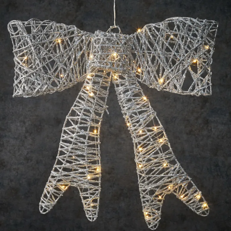 Déco noeud 80LED 8.5x59-H59.5 argent - EDELMAN