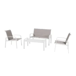 Ensemble Elyn 4 pièces noisette/blanc - HESPERIDE