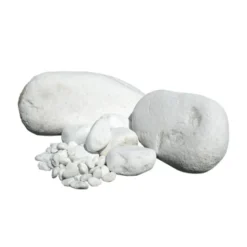 Galets marbre blanc calibre 15/25 - filet de 20 kg - AQUITER