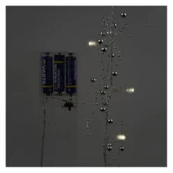 Guirlande de perles lumineuse d'intérieur argent/blanc chaud - 1,2m - 20LED