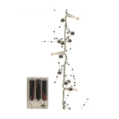 Guirlande de perles lumineuse d'intérieur argent/blanc chaud - 1,2m - 20LED