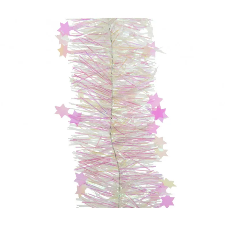 Guirlande scintillante étoiles Ø10x270cm clair/irisé - DECORIS