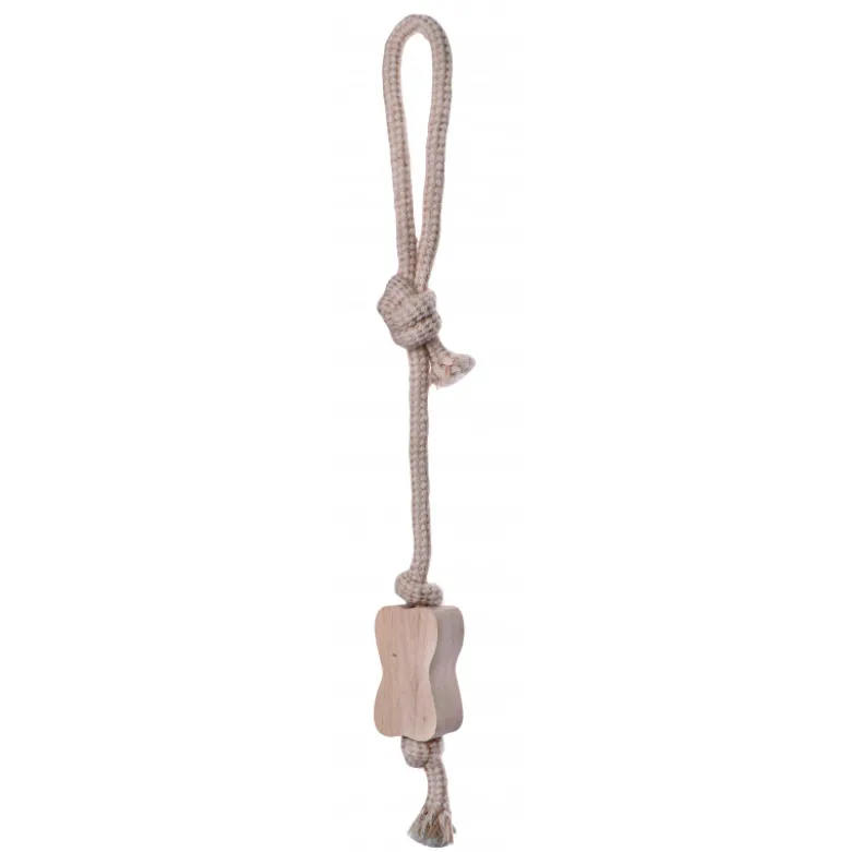 Jouet corde et bois pour chien os S - BUBIMEX
