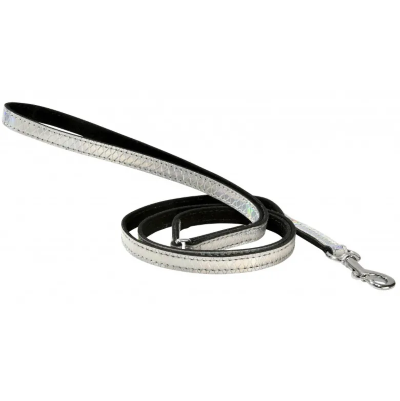 Laisse power reptile TU cuir argent - CANIFRANCE