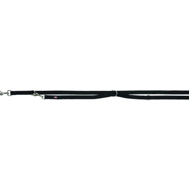Laisse Premium réglable double L–XL: 2m/25mm noi - TRIXIE