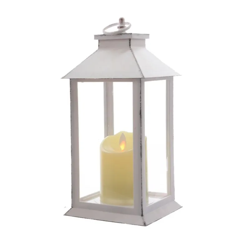 Lanterne bougie - 28 cm - blanc - LUMINEO