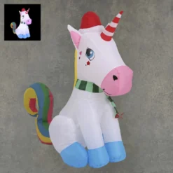 Licorne gonflable LED 58x102-H120 blanc - EDELMAN