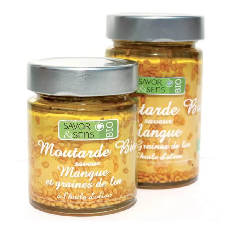 Moutarde Bio saveur Mangue Graine de Lin 130g - SAVOR ET SENS