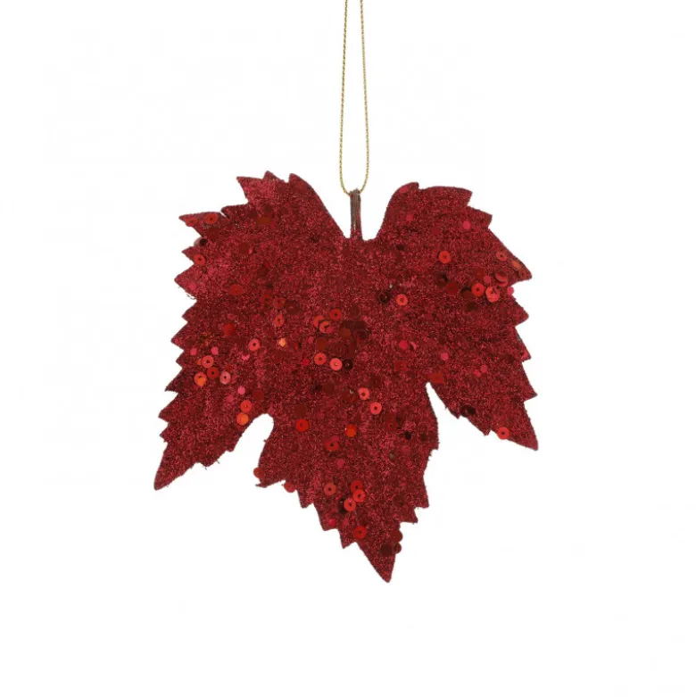 Ornement feuille érable bordeaux 6 pièces 14x14 - EDELMAN