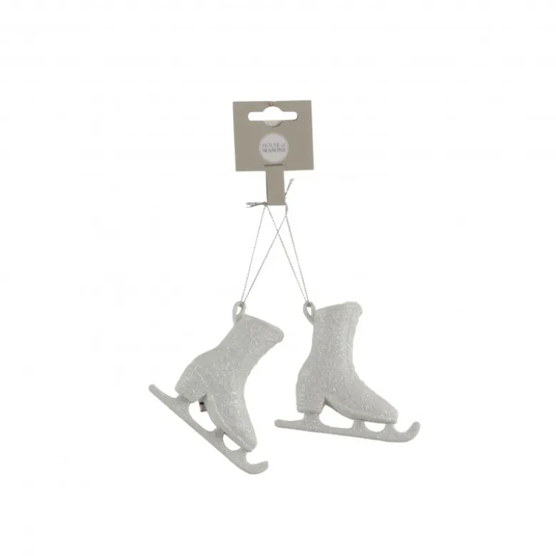 Ornement patin à glace 2 pièces 7.5x8-H2 blanc - EDELMAN