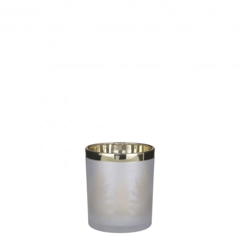Porte bougie givré ø9-H10 blanc - EDELMAN