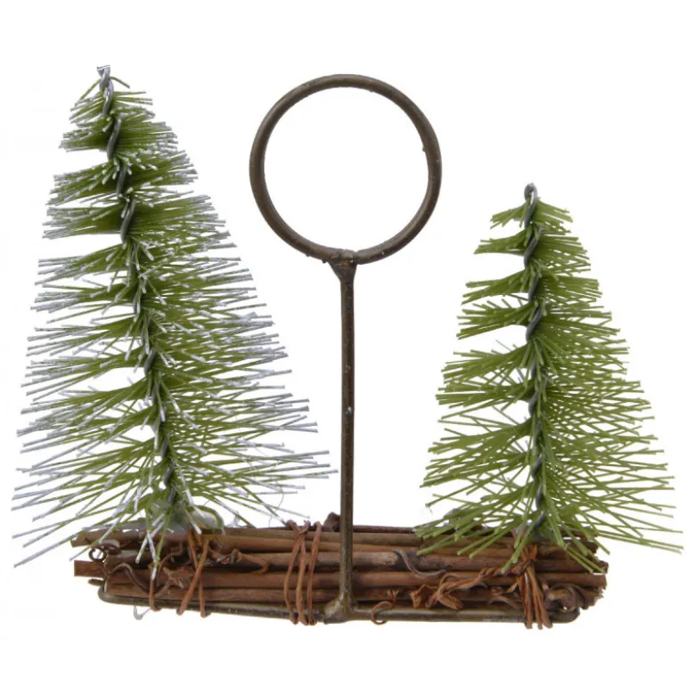 Porte nom sapin s/fagot saule 11x11cm vert/blanc - EVERLANDS