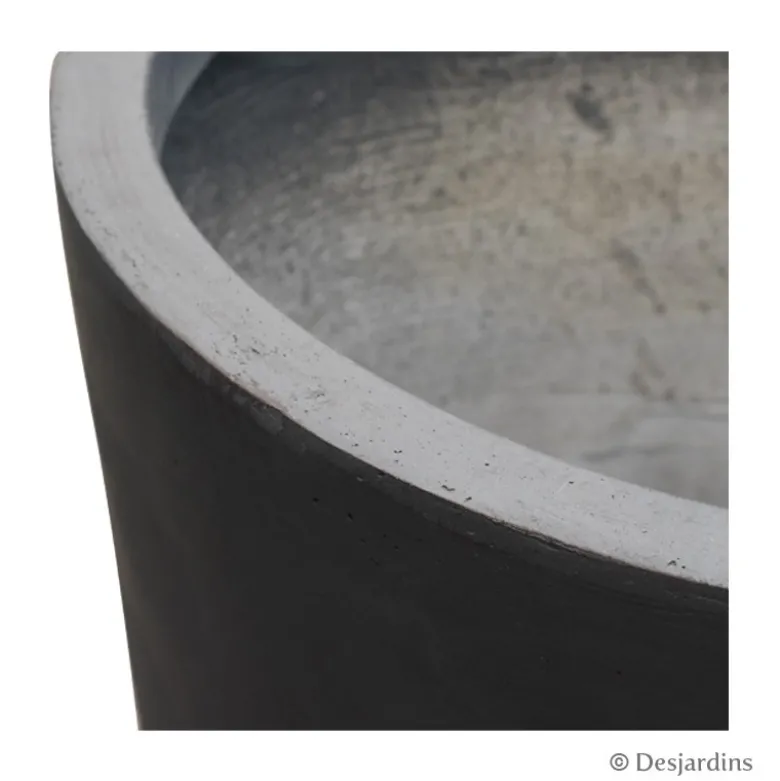 Pot conique en fibre gris anthracite - 41 cm - DESJARDINS