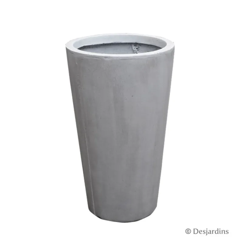 Pot conique en fibre gris clair - 61 cm - DESJARDINS