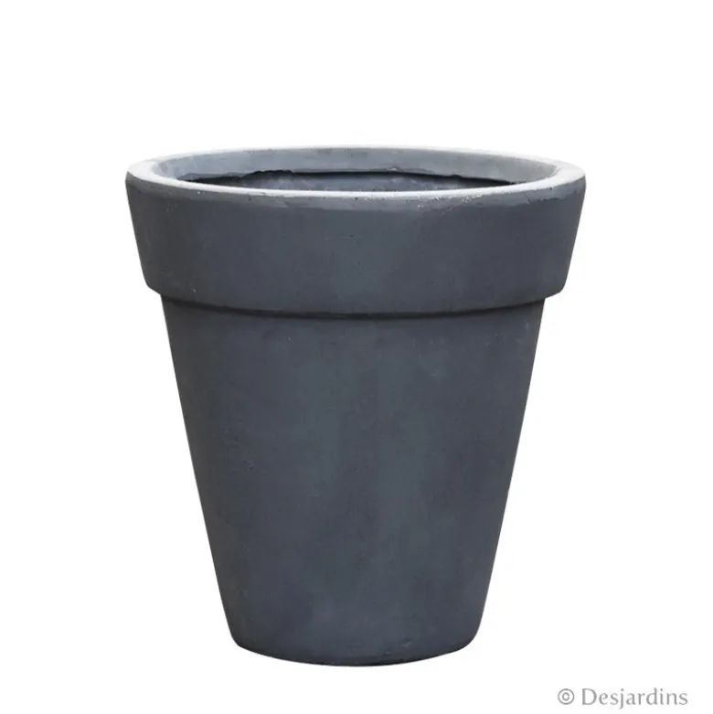Pot rond en fibre gris anthracite - 31 cm - DESJARDINS