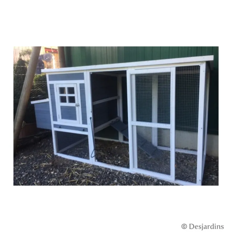 Poulailler en bois 195 x 67 x 103 cm gris/blanc - DESJARDINS