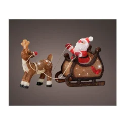 Père Noël et renne lumineux 47cm - LUMINEO