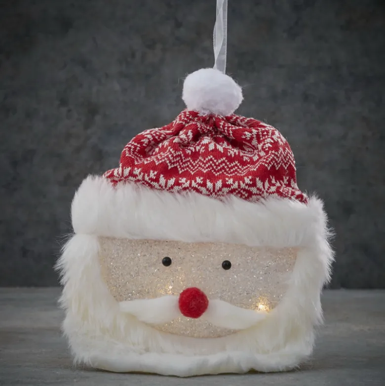 Père Noël tête acrylique LED pile 6x25-H22 rouge - EDELMAN