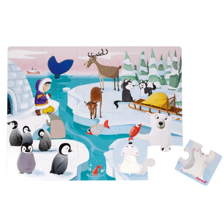 Puzzle tactile - La vie sur la banquise - 20Pcs - JANOD