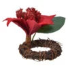 Rond de serviette poinsettia 8x15 vert/rouge - EVERLANDS