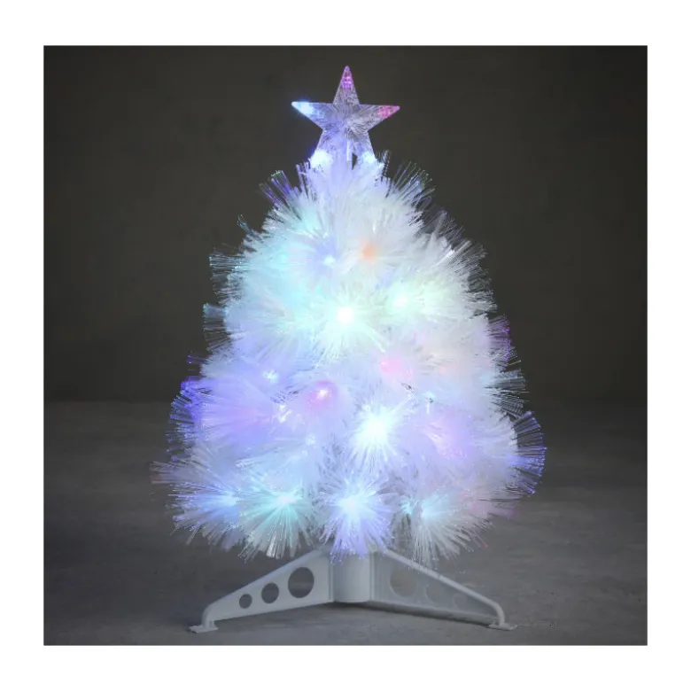 Sapin fibre optique blanc Dinard multicol. 45cm - LUCA LIGHTING