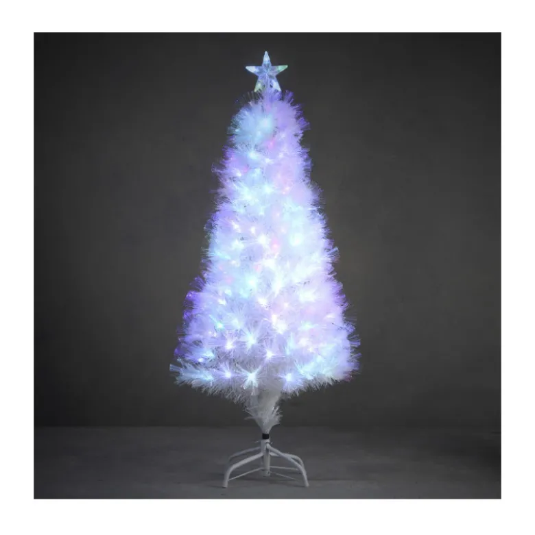 Sapin fibre optique blanc Dinard multicol. 120cm - LUCA LIGHTING