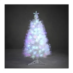 Sapin fibre optique blc Greenville multicol.90cm - LUCA LIGHTING