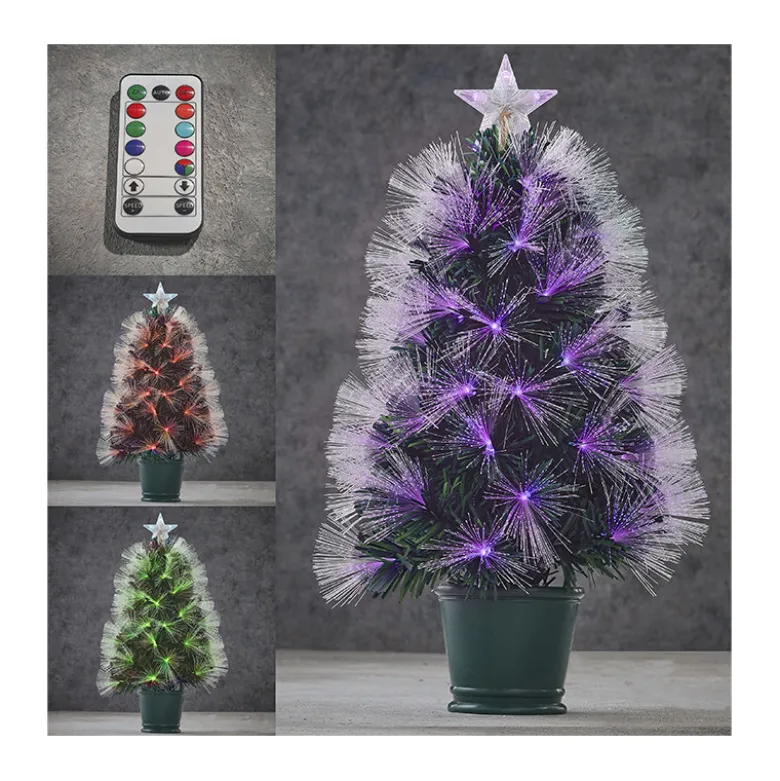 Sapin fibre optique vert Greenville multico.60cm - LUCA LIGHTING