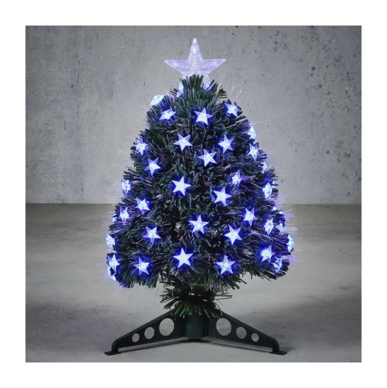Sapin fibre optique vert Greenville bleu 45cm - LUCA LIGHTING