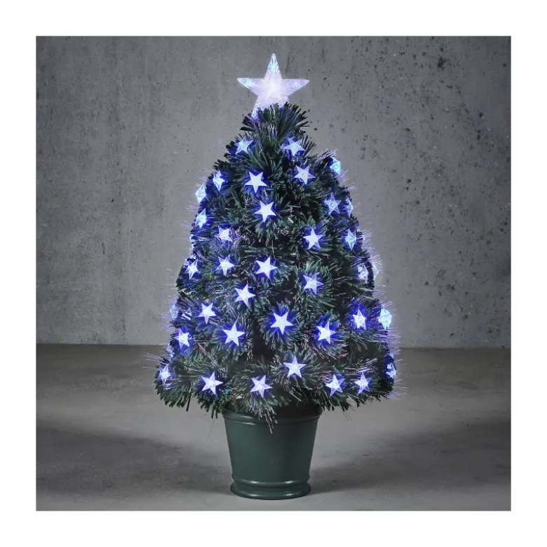 Sapin fibre optique vert Greenville bleu 60cm - LUCA LIGHTING