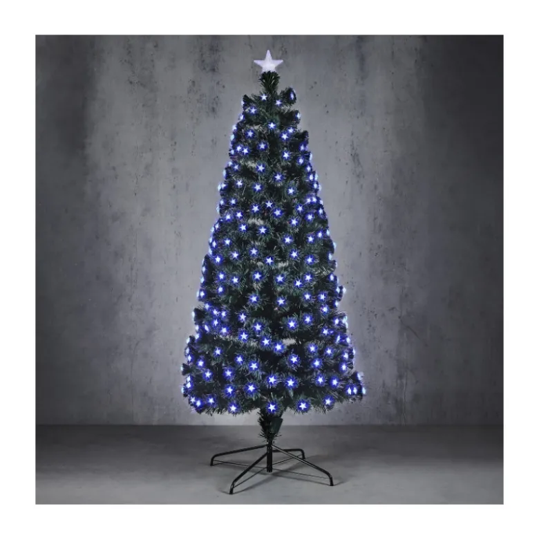 Sapin fibre optique vert Greenville bleu 180cm - LUCA LIGHTING