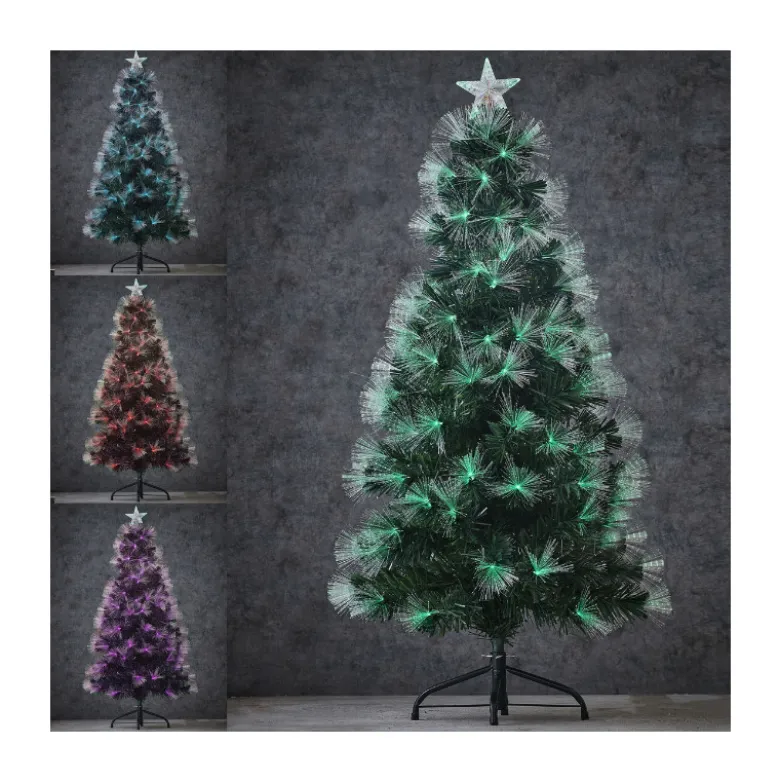 Sapin fibre optique vert Highland multicol.150cm - LUCA LIGHTING