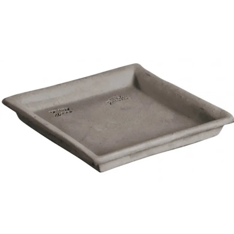 Soucoupe carrée Goicoechea terre cuite teintée gris étanche - 20x20cm
