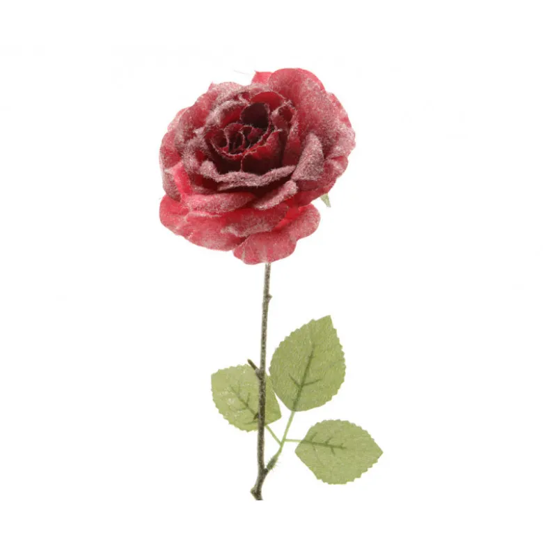 Tige rose soie floquée 11x11x45 rouge - EVERLANDS