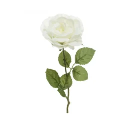 Tige rose soie paillettes 11x11x45cm blanc blanc - EVERLANDS