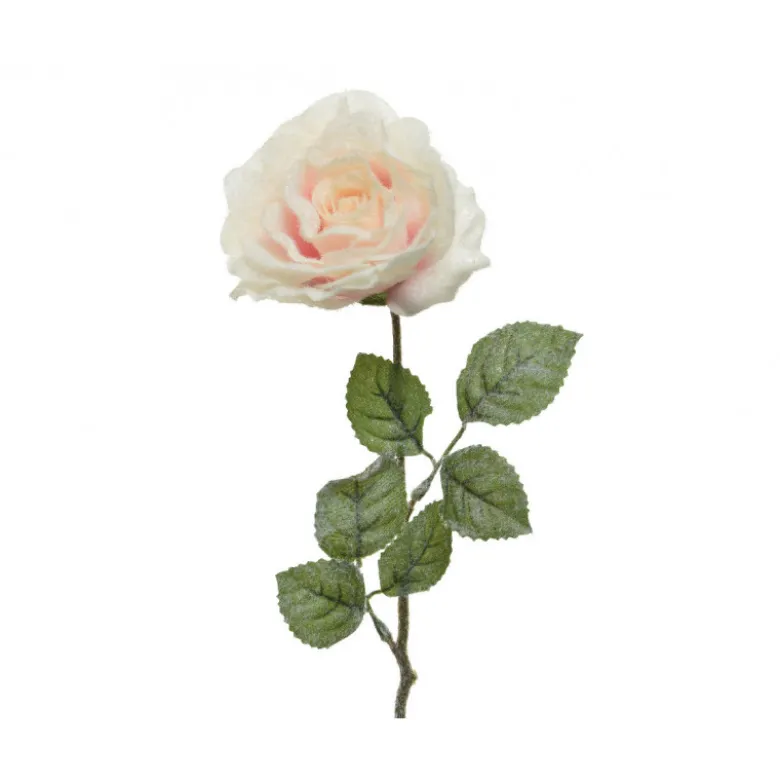Tige rose soie paillettes 11x11x45cm rose poudré - EVERLANDS